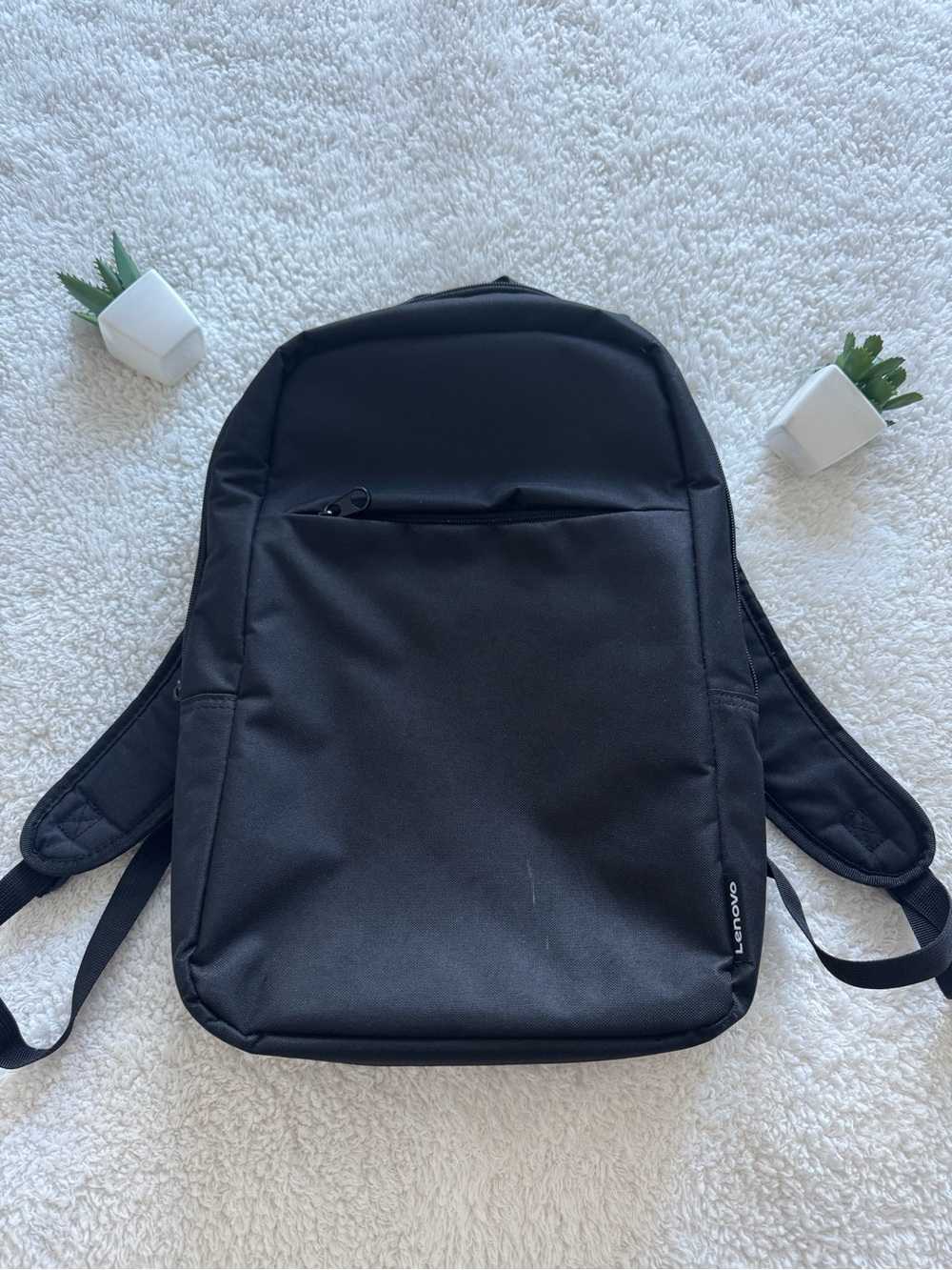 Lenovo Black Laptop Backpack with Padded Straps & Front Pocket – New